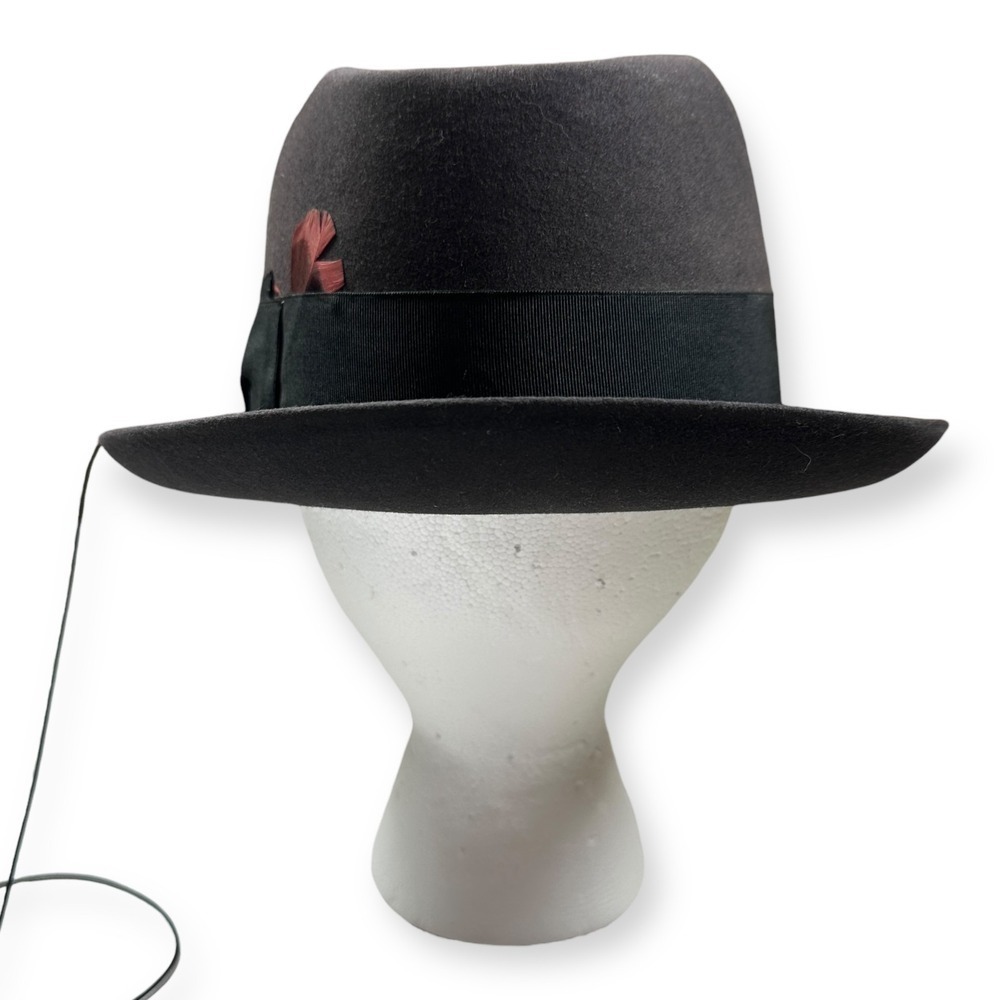 Vintage Brown Black Borsalino Alessandria San Remo Fedora WTP Size 7 1/8 Italy - Picture 6 of 16